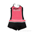 Young Ladies' Tankini, Fluo Pink with Print